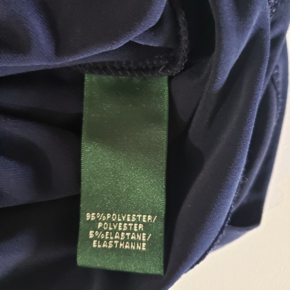 Lauren Ralph Lauren Colorblock Ruched Sheath Dress Navy Yellow Size 2 - Picture 9 of 12